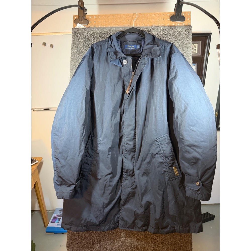 Polo Ralph Lauren Quilted Down Car Coat Mens XL Navy Blue Puffer Jacket